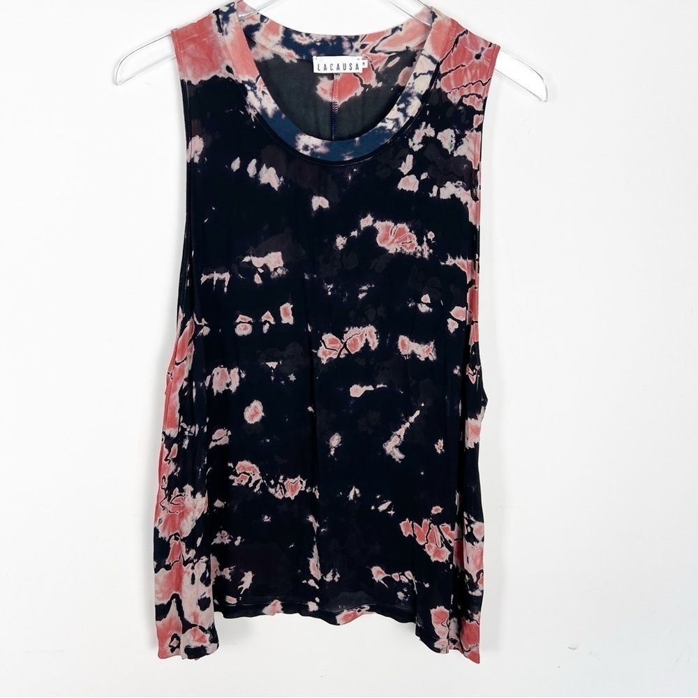 Lacausa Dad's Shirt Watercolor Tie Dye Sheer Top